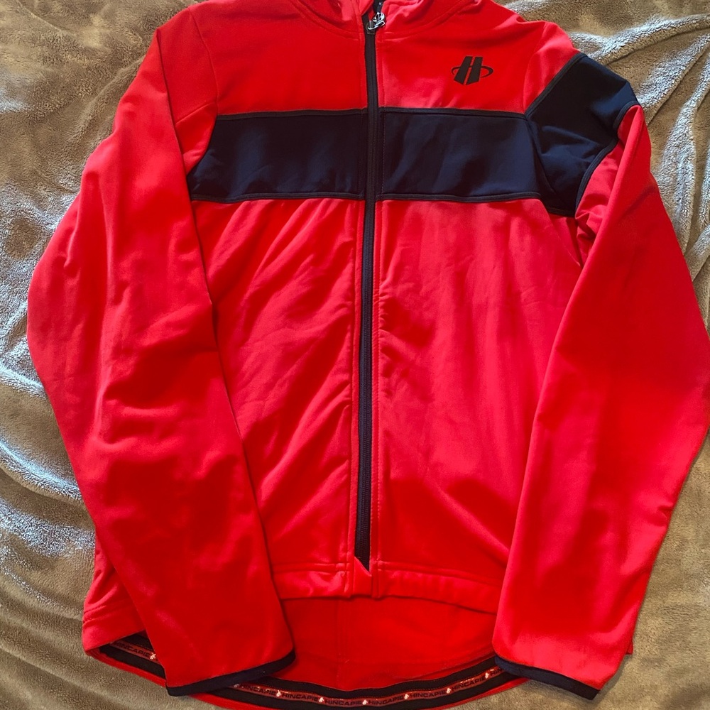 Red and Black Windbreaker with Modern Design